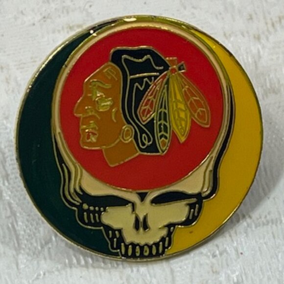 NHL Chicago Blackhawks Enamel Lapel Vest Jacket Hat Pin Hockey 1" - Picture 1 of 6
